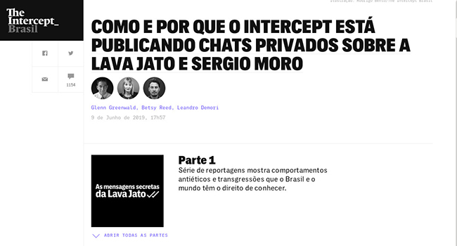 Reprodução site The Intercept Brasil