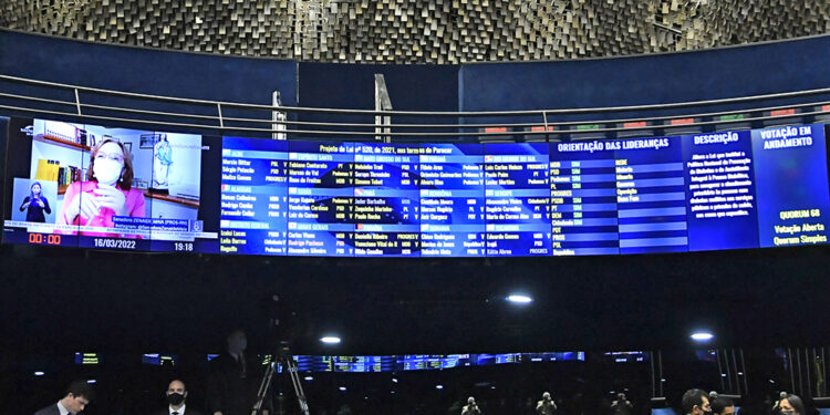 Painel de votação do Senado: a sua escolha nas eleições impacta nos resultados do plenário. Foto: Waldemir Barreto/Agência Senado