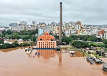 Porto Alegre, 03/05/2024, Rio Guaíba, usina do gasômetro, em Porto Alegre após chuva intensa. Foto: Gilvan Rocha/Agência Brasil