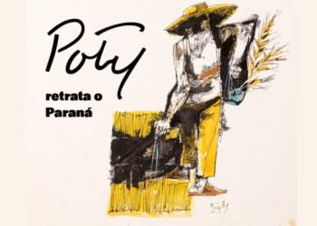 Vista da exposição "Poty retrata o Paraná" no Salão Nobre da Assembleia Legislativa, com gravuras do artista.