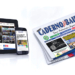 Jornal impresso em uma mão e smartphone na outra, simbolizando o valor e a união da imprensa tradicional e digital.