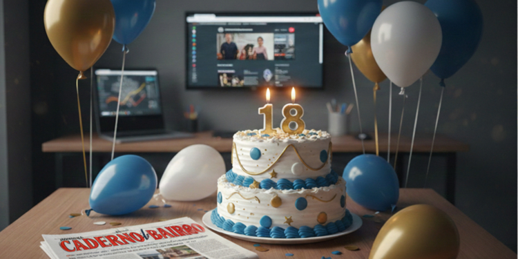 Editorial do Jornal Caderno do Bairro celebrando os 18 anos de circulação nas regiões do Tatuquara, Campo de Santana e Caximba.