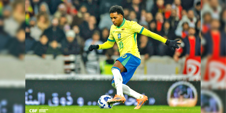 Rodrygo, jogador da Seleção Brasileira de Futebol, em destaque como expectativa para a Copa do Mundo de 2026.