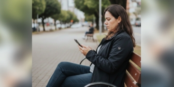 Pessoa usando celular refletindo sobre emoções despertadas pelas redes sociais