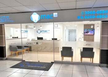 Fachada da MAC Diagnóstico por Imagem, clínica de radiologia odontológica localizada no Shopping Sports, no bairro Xaxim.