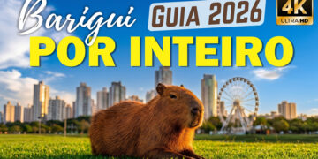 Capivara descansando com a vista do Parque Barigui atrás