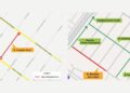 Mapas dos trechos em obras nas ruas Torquato Tasso e Batista da Costa, no Xaxim, com indicação de bloqueios e rotas alternativas.