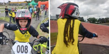 Crianças participam da 1ª Copa entre Escolas Municipais de BMX no Parque Olímpico do Cajuru, em Curitiba.