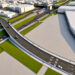 Projeção aérea do novo viaduto sobre a Linha Verde, no Xaxim, que ligará as ruas José Gomes de Abreu e Pedro Dorigo.
